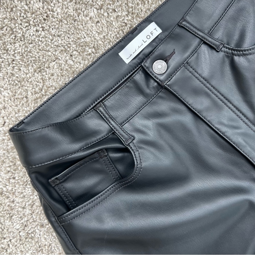 LOFT Black Faux Leather Trousers NEW